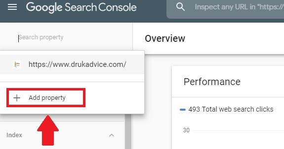 Add property on Google search console