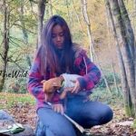 asiangirlinthewild camping alone in wood with her dog Moana
