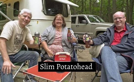 Slim Potatohead drinking beer with his viewers in Ontario