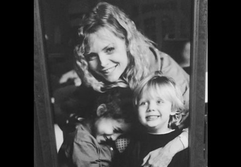 Photo of Michelle Pfeiffer celebriting National Daughter & Son Day with John Henry Kelley & Claudia