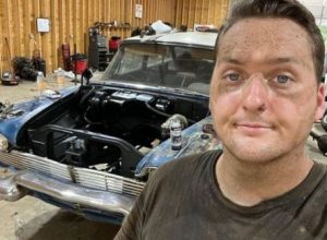 A savage look of Dylan Mccool during car restoration project