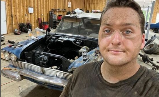 A savage look of Dylan Mccool during car restoration project